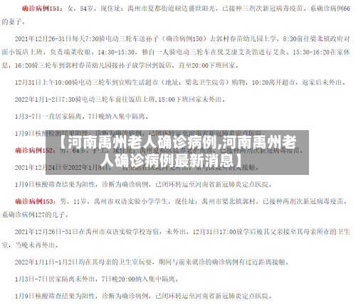 【河南禹州老人确诊病例,河南禹州老人确诊病例最新消息】-第2张图片
