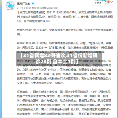【31省新增82例确诊,31省份新增确诊28例 含本土1例】