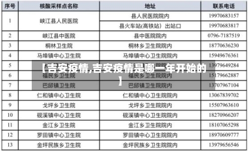 【吉安疫情,吉安疫情是哪一年开始的】-第2张图片