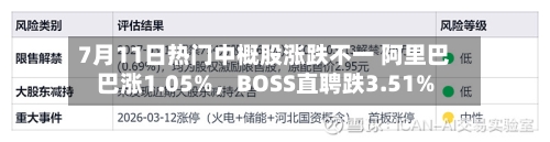 7月11日热门中概股涨跌不一 阿里巴巴涨1.05%,BOSS直聘跌3.51%