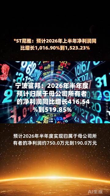 宁波富邦:2026年半年度预计归属于母公司所有者的净利润同比增长416.54%到519.85%-第2张图片