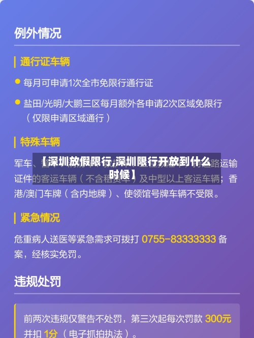 【深圳放假限行,深圳限行开放到什么时候】