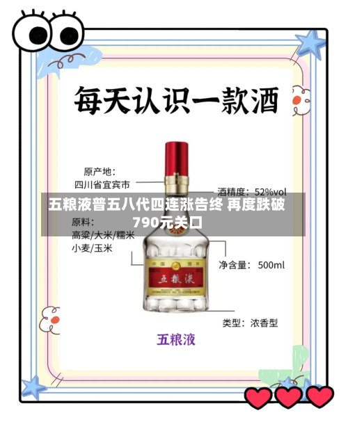五粮液普五八代四连涨告终 再度跌破790元关口