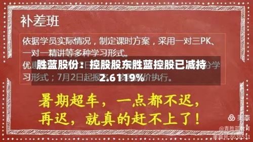 胜蓝股份:控股股东胜蓝控股已减持2.6119%-第2张图片