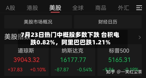7月23日热门中概股多数下跌 台积电跌0.82%，阿里巴巴跌1.21%-第2张图片