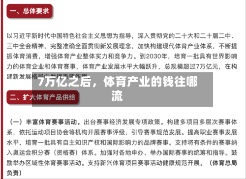 7万亿之后,体育产业的钱往哪流