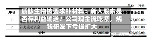 质肽生物被要求补材料：新入股东是否存利益输送？公司现金流吃紧，烧钱研发下亏损扩大-第2张图片