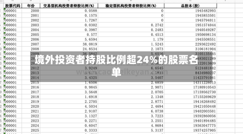 境外投资者持股比例超24%的股票名单