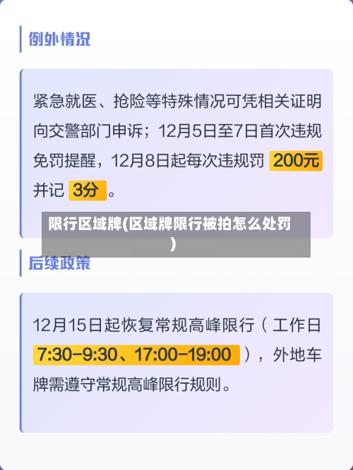 限行区域牌(区域牌限行被拍怎么处罚)