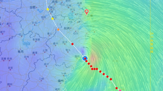 台风“巴威”在温州乐清二次登陆,上海今天凌晨起风力持续增大